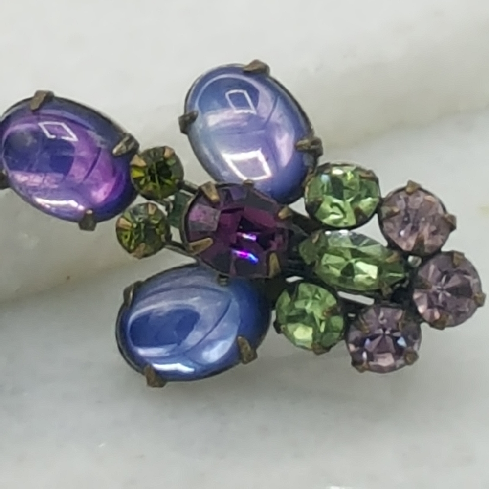 ✔RARE Alice Caviness Purple Cabochon Brooch and Earrings Set - Picture 13 of 14